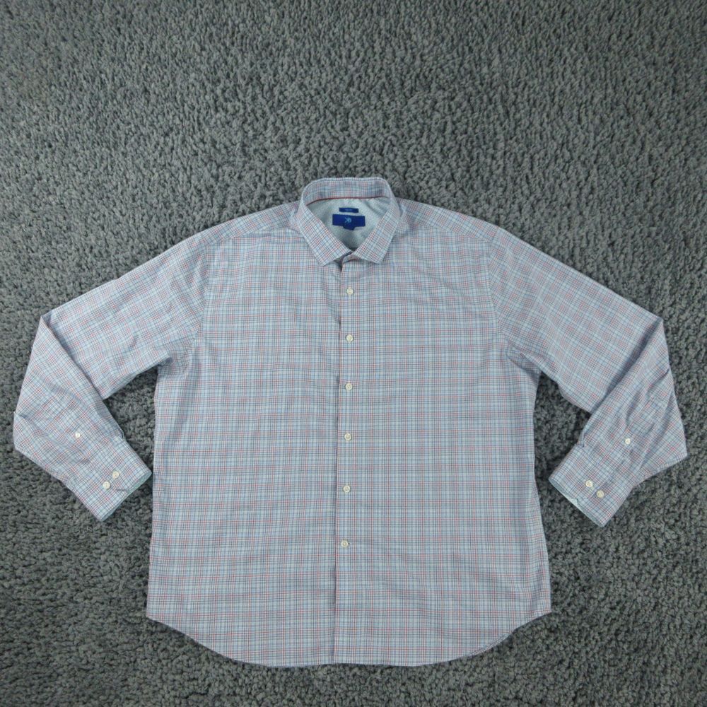 Egara Shirt Mens XXL Blue Plaid Slim Fit Long Sleeve